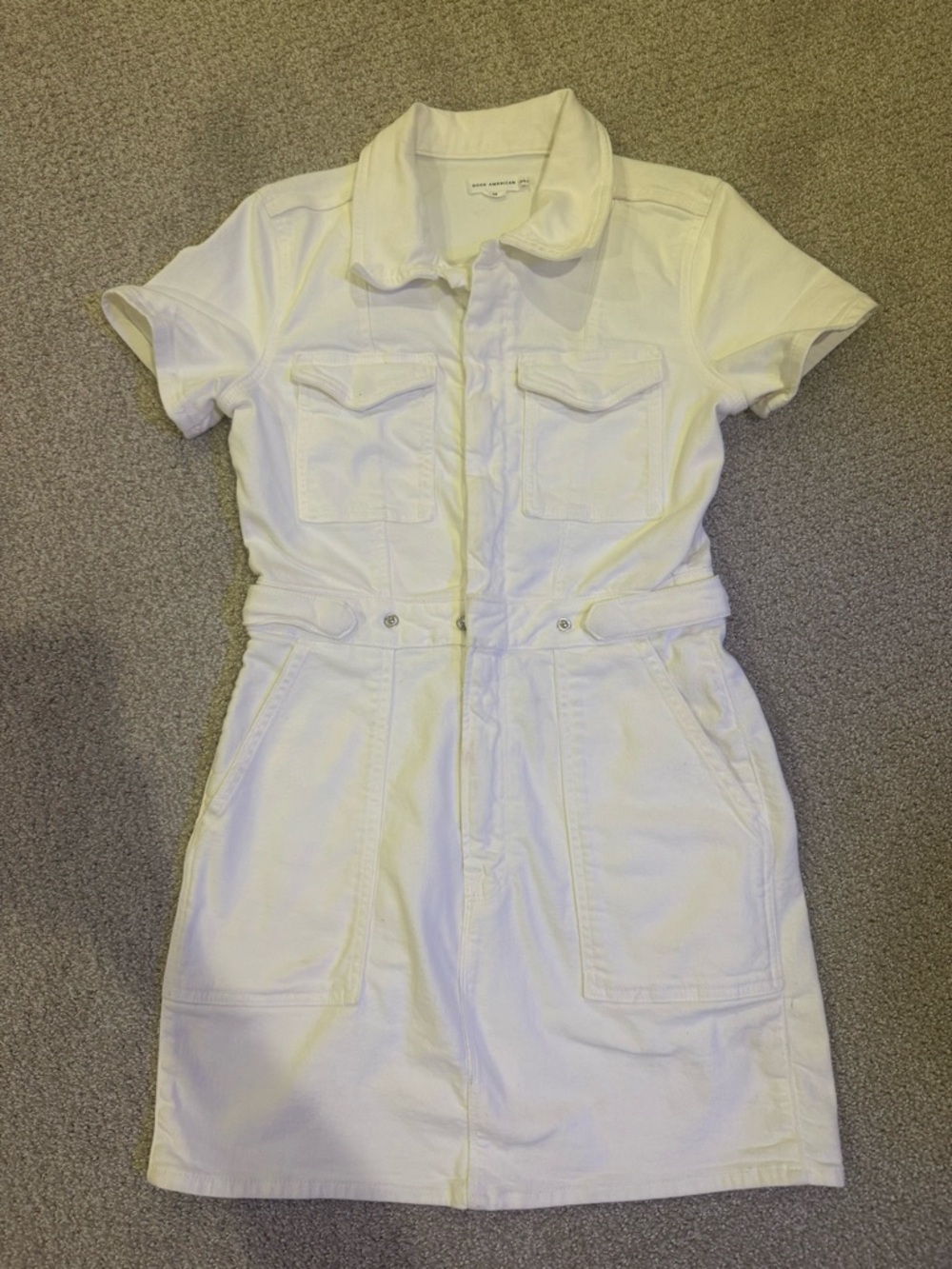Good American White Short-Sleeve Mini Dress